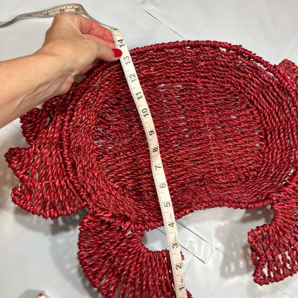 Crab RED Wicker SERVING BASKET Weaved Straw TRAY, 40 crab Napkins Ocean SET NEW - Picture 7 of 16